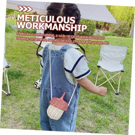 Healeved Handwoven Rattan Pine Cone Shape Crossbody Bag Photography Prop Stylish Woven Basket Design for Daily Use Rattan Shoulder Bag for Boys