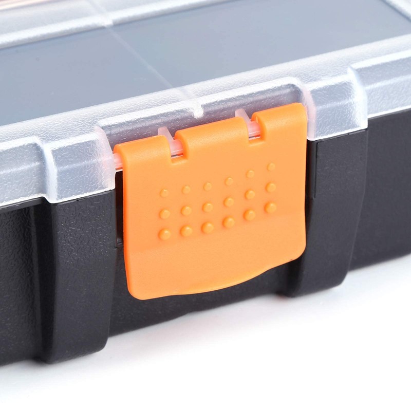 BORDSTRACT Hardware Organizer Box with Dividers, Double Layer Plastic Tools