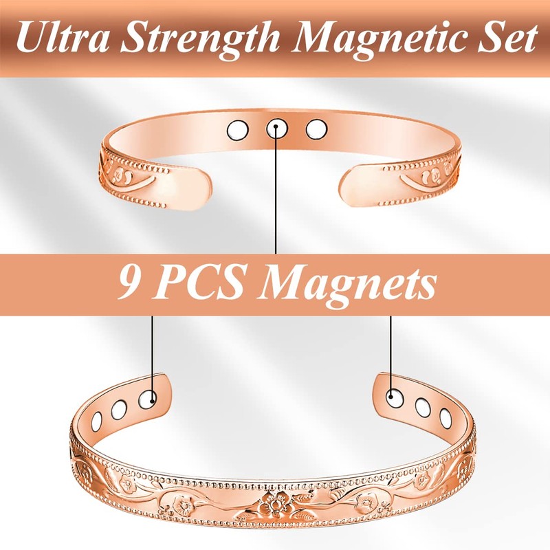 Vicmag Copper Magnetic Bracelet for Women 99.99% Solid Pure Copper