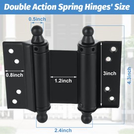 LANIAKEA 6PCS Double Action Spring Hinges 3" Black Saloon Door Hinge with Screws Self Closing Swing Hinges for Cafe Saloon Pub Swinging Doors