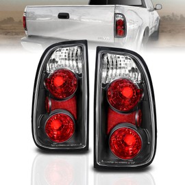 AmeriLite for 2000-2006 Toyota Tundra Standard | Access Cab Euro Black Replacement Brake Tail Lights Assembly Pair - Passenger and Driver Side