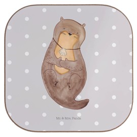 Mr. & Mrs. Panda Drink Coasters Otter Shell Gift Cute Coaster for Glasses Glass Coasters Otter Love Sea Otter Fish Otter Office