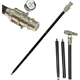 3 Fold Nautical Chrome Finish Brass Hidden SPY Glass Telescope with Black Cane Rustic Vintage Home Decor Gifts