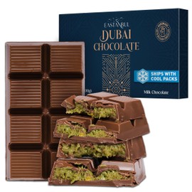 Eastanbul Dubai Chocolate Bar Pistachio, 7oz, Premium Belgium Chocolate, Pistachio Dubai Bar, Viral Candy with Shredded Phyllo Dough, Knafeh, Gift Box