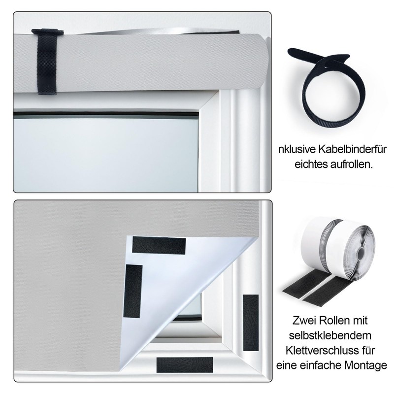 No Drilling Window Blackout Set, 100% Opaque, 1 m x