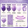 Purple Birthday Decorations for Women with Metallic Dark Pastel Purple