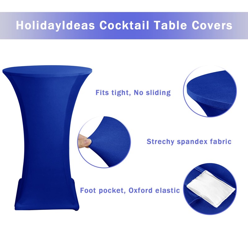 HolidayIdeas Cocktail Table Covers, 2 Pack - Fitted Stretch Spandex