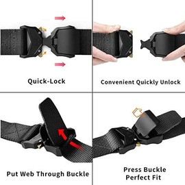 Shenky Black Tactical Belt | Hiking | Work Belt | Men's Belt | Nylon Belt | 150 cm 160 cm 170 cm 180 cm | Heavy Duty, black