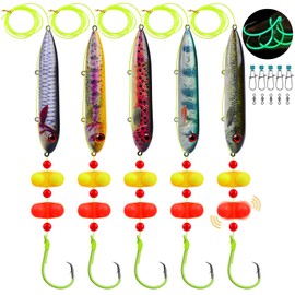 PROBEROS Catfish Bait Fishing Rigs Floats - 5pcs/Set with Rattler Beads, 10/0 Circle Hooks, High-Visibility, Versatile Bank Fishing Gear