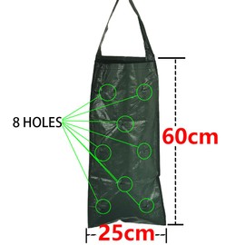 LALASTYLE 2PCS Hanging Planter Grow Bag, Garden Hanging Planting Bag, Strawberry Tomato Planting Grow Bag, Breathable Flower Grow Bags With 8 Holes for Peppers Potato Roses (Green)