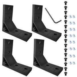 4pcs Black 4040 Corner Brackets Set with 16Pcs M8 T Slot Nuts, 16Pcs M8x18mm Hex Socket Cap Screw and 1Pcs M5 Wrench for 2020 Series Aluminum Extrusion Profile