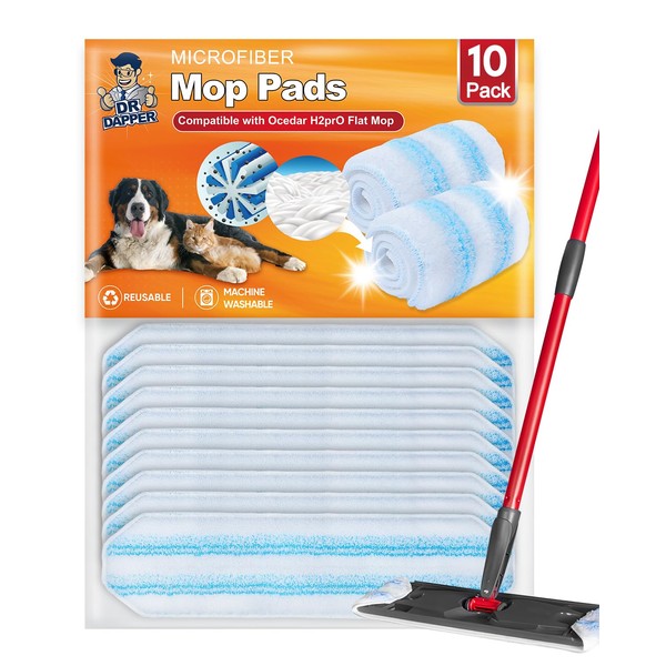 10 Pack Flat Mop Replacement Pads Compatible with OCedar H2prO