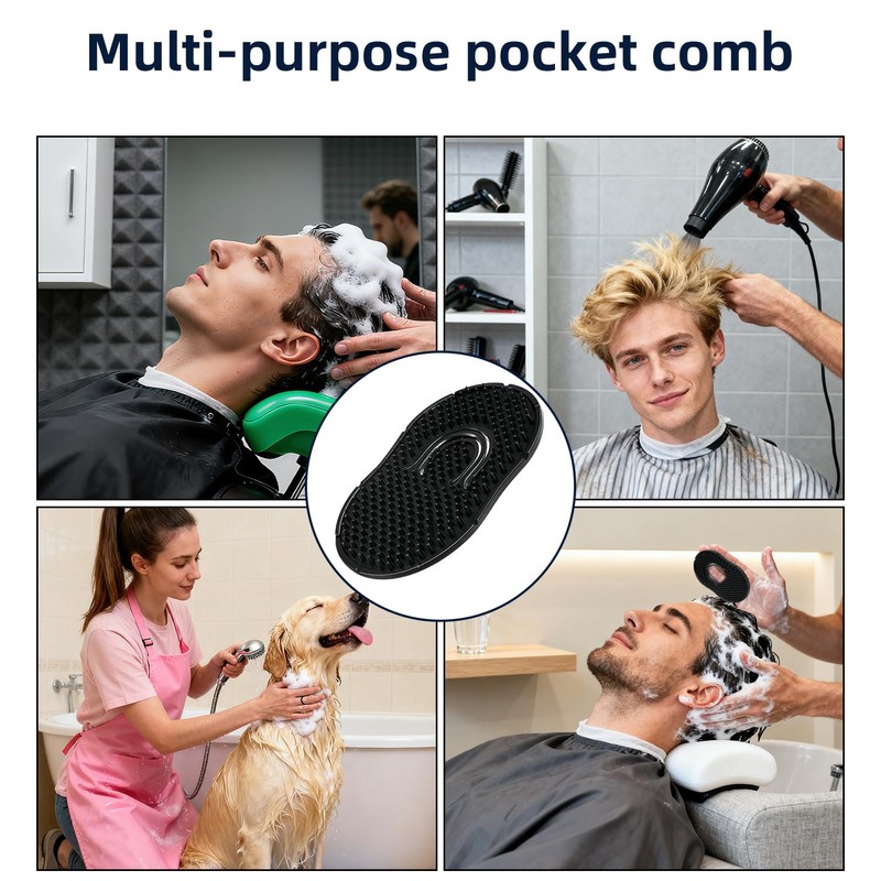 JIUZI 6 Pack Pocket Palm Combs, Scalp Massager & Shampoo