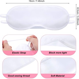 RVSWIHFA 20 Pieces White Eye Sleep Sublimation Coverings Sleep Shade Blindfold Soft Eye Covering Color Your Own Eye Covering with 8 Pieces Fabric Marker Pens for Sleeping Travel Team Games Party Supply