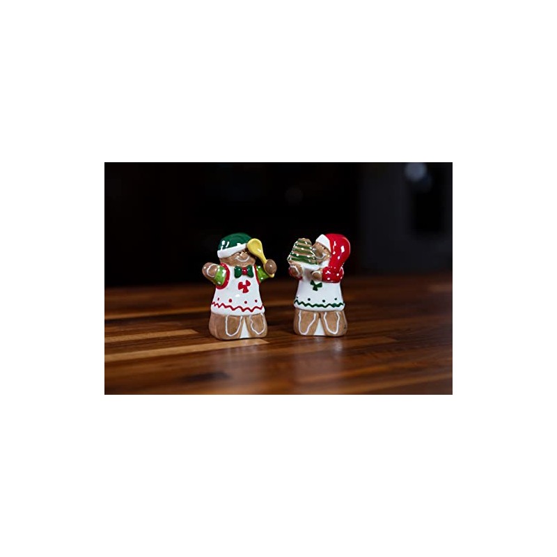 Blue Sky Ceramics Gingerbread Salt & Pepper Set, Multi