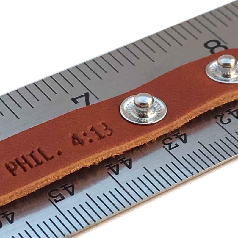 FORGIVEN JEWELRY Leather Bracelet Stamped Philippians 413 Size Small