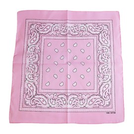 Fosys Bandana, 100% Cotton, Cashew Nut Pattern, 21.7 x 21.7 inches (55 x 55 cm), Square, Large, Scarf, Neckerchief, Triangular Width Men's, Women's, 12. pink