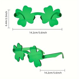 Teens Adults St Patricks Day Sunglasses Accessories Decoration Party Supplies Four Leaf Clover Costume Glasses(IR002-C)