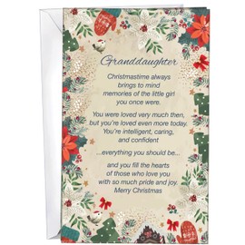 Chuck's Card-O-Rama - Granddaughter Christmas Card - MADE in CHICAGO - Large Card Opens to 10" x 7.75" - Packaged in Extra Sturdy Mailer - Perfect Message - 1018