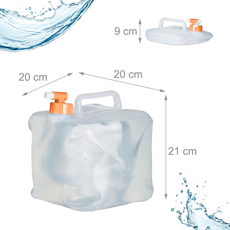 Relaxdays Foldable Water Canister, Set of 4, 5 L, Folding