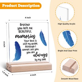 Memorial Gifts for Loss of Brother Clear Desk Decorative Sign Sympathy Keepsake Bereavement Present in Memory of Brother Keepsake Condolence Remembrance Acrylic Sign With Wooden Stand for Desk Table