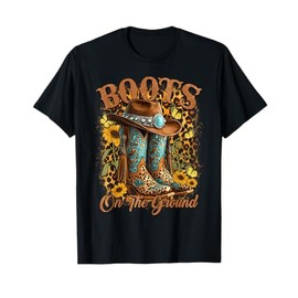 Boots On The Ground Western Cowgirl Linedance Leopard Women T-Shirt