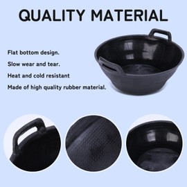 4 Pack 4.5 Gallon Rubber Feed Pan with Handle,Multi-Purpose Flexible Rubber Bucket Pan,Animal Feeding Trough & Dust Bath Container for Horses,Goats,Chickens,Dogs - Farm,Garden,DIY