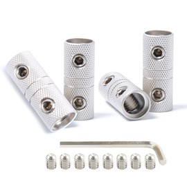 4 Guage Wire Splice Connectors 4 AWG Battery Cable Splicing Amplifier Wire Butt Connector Nickel Plated Brass 4PCS with Heat Shrink Tube