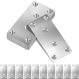 Feiyayi 10pcs Metal Flat Brackets for Wood, 80 × 40 × 1.75mm Flat Joining Plates, Heavy Duty Sleeper Brackets, Stainless Steel Mending Plates for Wood Fixing and Connector (80mm x 40mm, Piece, 10)