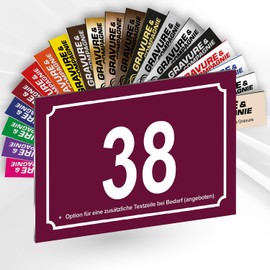 House Number Sign PVC Engraved Plate 15 x 10 cm 21 Colours Available (Bordeaux)