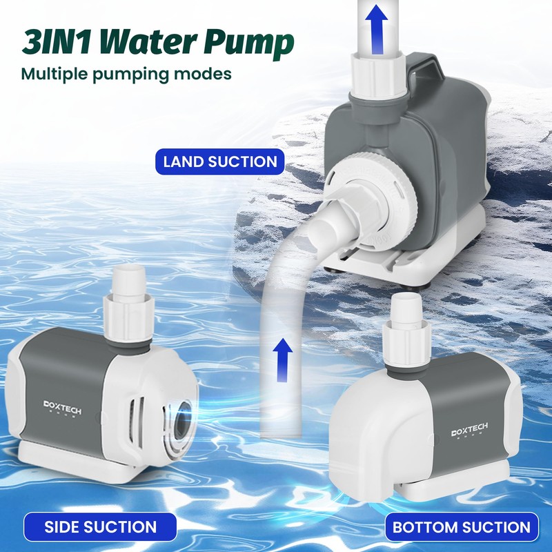 Boxtech Fountain Pump, Submersible Water & Land Pump Kit -