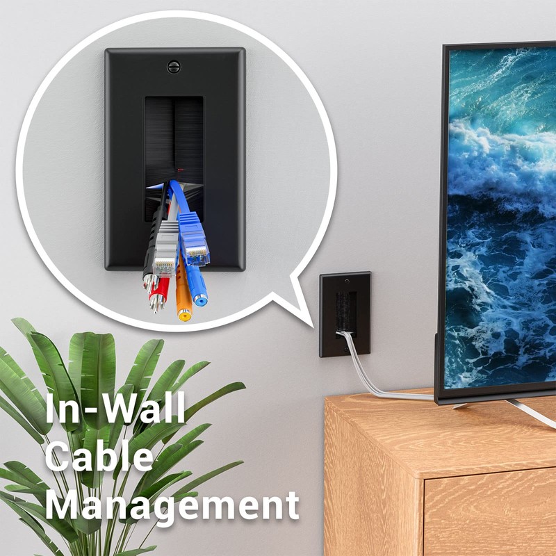 Iwillink Brush Wall Plate (2 Pack), Cable Pass Through Insert