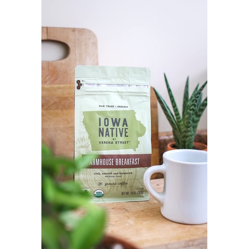 Iowa Native Fair Trade Organic 10 Ounce Ground Coffee, Farmhouse