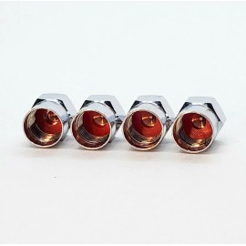 BGM Punisher Fire Fighter Red Line Valve Stem Caps - Oversized Logo - Set of Four
