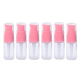 6PCS 10ml 0.3oz Clear Plastic Lotion Pump Bottles with Pink Press Pump Head Empty Travel Cosmetic Makeup Sample Dispensers for Cream Gel Shampoo Liquid