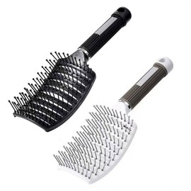 Hair Massage Rib Comb for Beauty Styling and Root Volume Brush Black 3ea