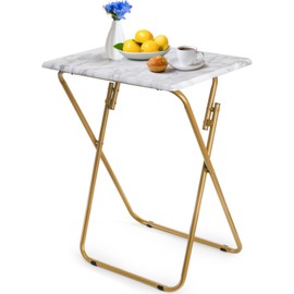 ZAVOOS Folding TV Tray Table, Rectangular TV Trays Dinner Snack Table for Eating on Couch, Portable Sturdy Marble Laptop Table with No Assembly Required for Bed, Recliner, Small Space