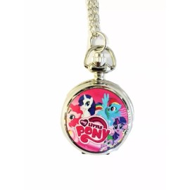 UB My Little Pony Pink Logo Silvertone Finish Pendant Timepiece