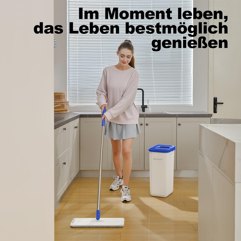 BEJOMOP Mop and Bucket Set, 60" Long Handle Mops for