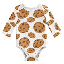 JHKKU Chocolate Chip Cookies Bodysuit for Baby Boys Girls Newborn Romper Long-Sleeve Infant Neutral Outfits Jumpsuit 18 Months