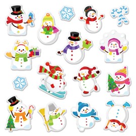 Whaline 2 Sheet Winter Thick Gel Clings Colorful Snowman Theme Window Gel Decals Reusable Cute Winter Window Clings for Home Classroom Nursery Xmas Holiday Supplies