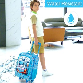 Kids Suitcases for Boys, Cute Shark Luggage Rolling with Wheels, kids carry on luggage for Children Toddler Elementary