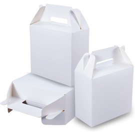 XAGLVV 24 Pcs White Party Favor Box, 7 * 3.5 * 6.6 Inch Gable Box,Treat Box Party Favor with Handles,Goodie Boxes for Kids Birthday,Wedding, Classroom Activity, Babyshower