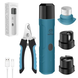 PIPAFFEED Dog Nail Grinder Upgraded with with Dog Nail Trimmers,2 LED Lights, 3-Speed Rechargeable & Quiet - Upgraded Electric Pet Nail Trimmer, Painless Paws Grooming Tool-Bule
