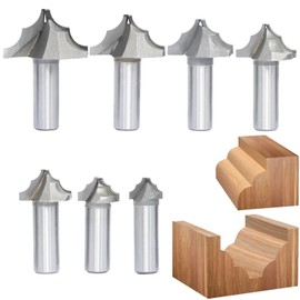 7Pcs Bead Ovolo Plunge Bit Set,1/2" Shank Double Roundover Groove Bits,Bead Radius 1/8”, 5/32“, 7/32”, 1/4“,9/32”,5/16“ and 3/8” for Wood Decorative Grooving,Plunging,Edging