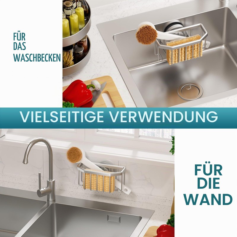 TAILI Sponge Holder with Suction Cup, Removable Sink Organiser -
