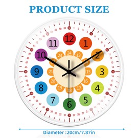 Children's Wall Clock without Ticking Sounds: 20 cm Children's Wall Clock Learning Clock Wall Clock Children's Room Clock for Girls and Boys for Children's Room, Kitchen, Living Room, Bedroom, Office,