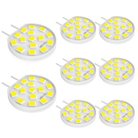 G8 LED 3W Mini Disc Puck Light Bulbs, 120V 20W 25W T4 JCD Type Halogen Equivalent, G8 Bi-Pin Base, Daylight White 6000K, Under Cabinet Light Bulb, 8 Pack