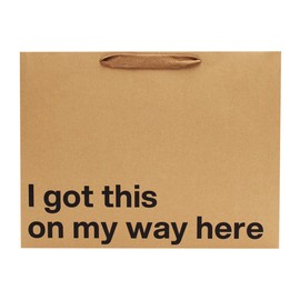 Funny Large Gift Bag – 16 x 6 x 12 inch Kraft Gift Bags with Snarky Sayings “I Got This On My Way Here” - Reusable, Eco-Friendly Gag Gift Wrapping for Birthdays, Holidays, Mother's Day - 1 Piece