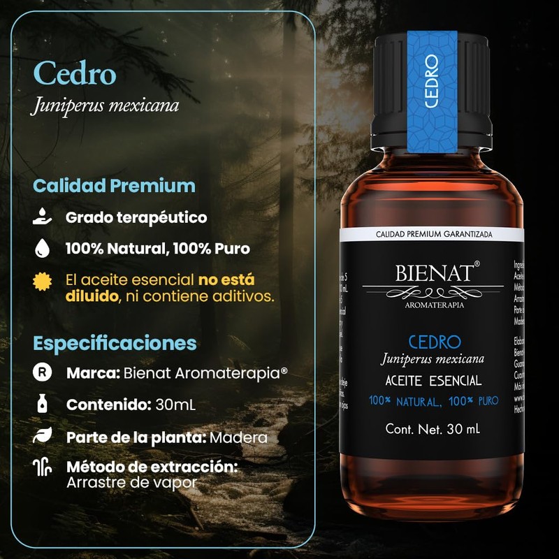 BIENAT AROMATERAPIA Aceite Esencial de Cedro 30mL